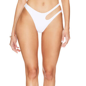 Superdown White Cut Out Bikini Bottom XL Cheeky V High Cut Misty Revolve $48 NEW